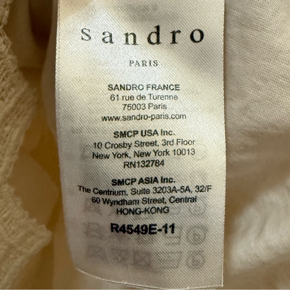 Sandro Paris Rita Linen Cotton Lattice Mini Dress, Cream White, Size 3 (US 8) - Picture 13 of 15